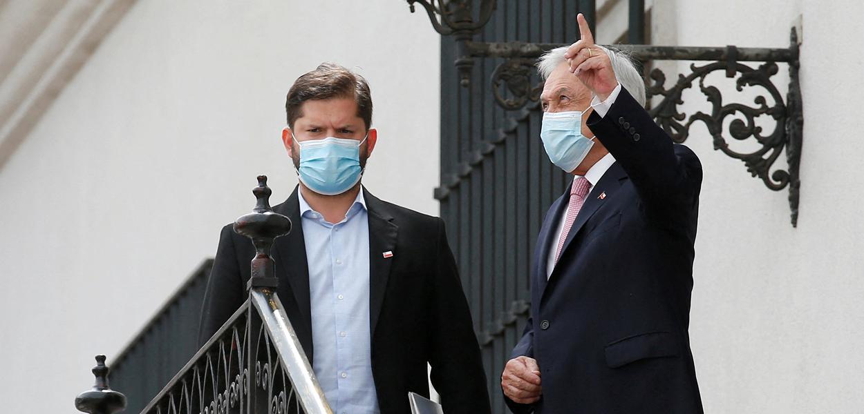 Presidente do Chile, Sebastian Piñera, recebe o presidente eleito, Gabriel Boric, em Santiago