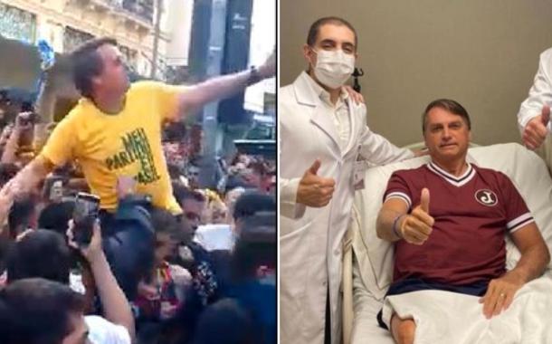 Bolsonaro, em 6 de setembro e no hospital depois do camarão indigesto