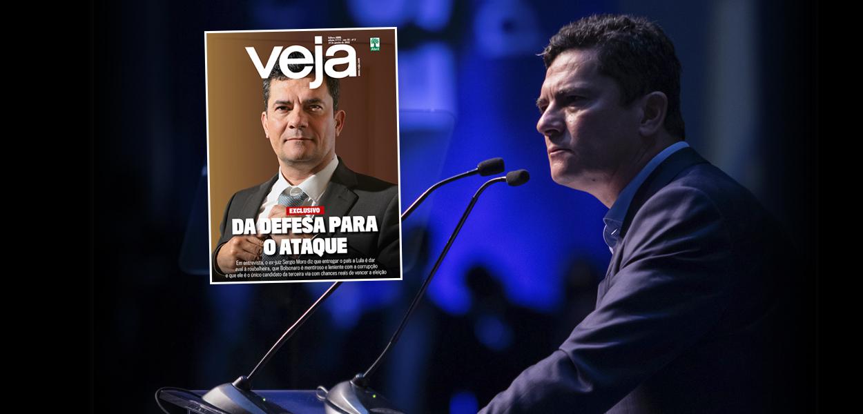 Capa da revista Veja e Sergio Moro