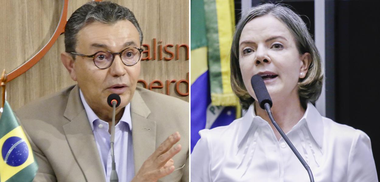 Presidentes nacionais do PSB, Carlos Siqueira, e do PT, Gleisi Hoffmann