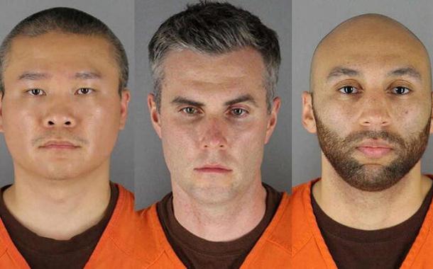 Ex-policiais de Mineápolis Tou Thao, Thomas Lane e J. Alexandre Kueng posam para foto de registro policial
