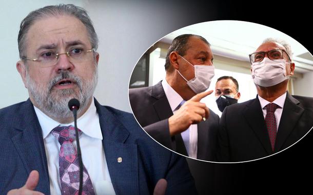 Procurador Augusto Aras e os senadores Omar Aziz e Renan Calheiros