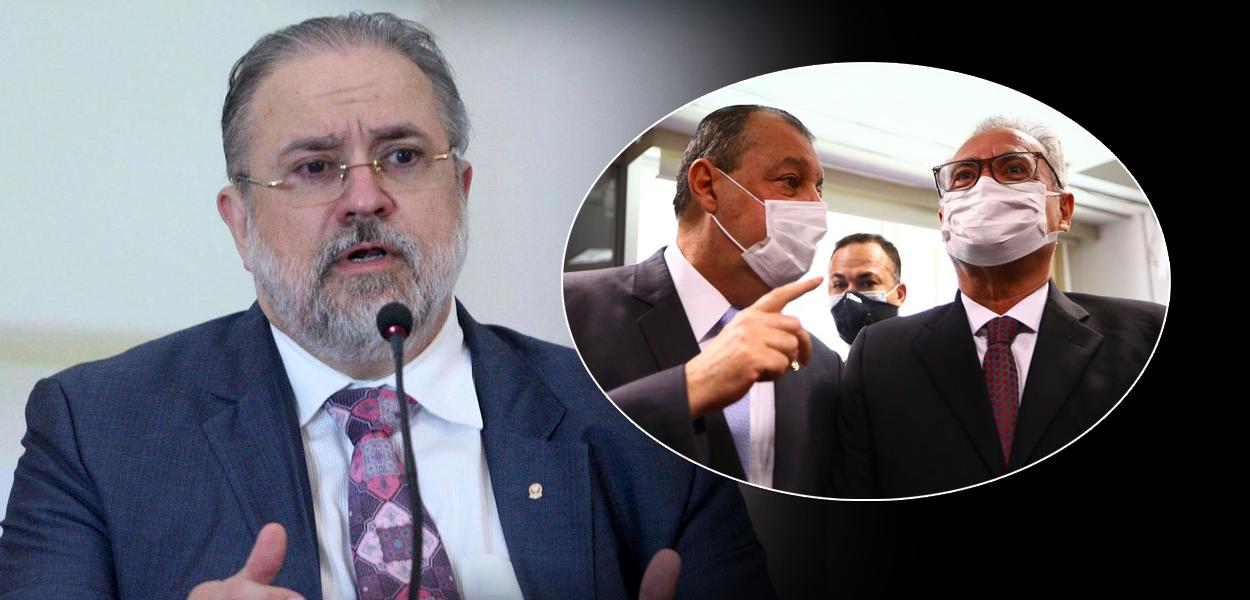 Procurador Augusto Aras e os senadores Omar Aziz e Renan Calheiros