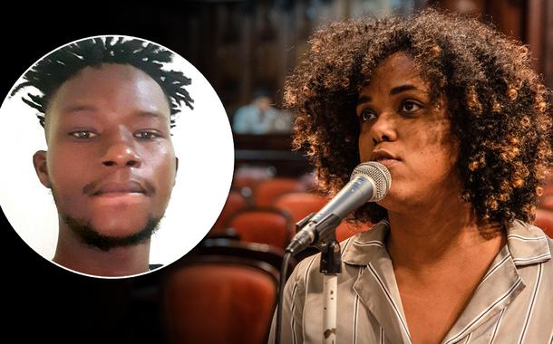 Congolês Moïse Mugenyi Kabagambe e a presidenta da Comissão de Defesa dos Direitos Humanos da Assembleia Legislativa do Rio de Janeiro (Alerj), Dani Monteiro (PSOL)