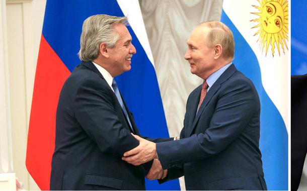 Alberto Fernandez, Vladimir Putin e Jair Bolsonaro