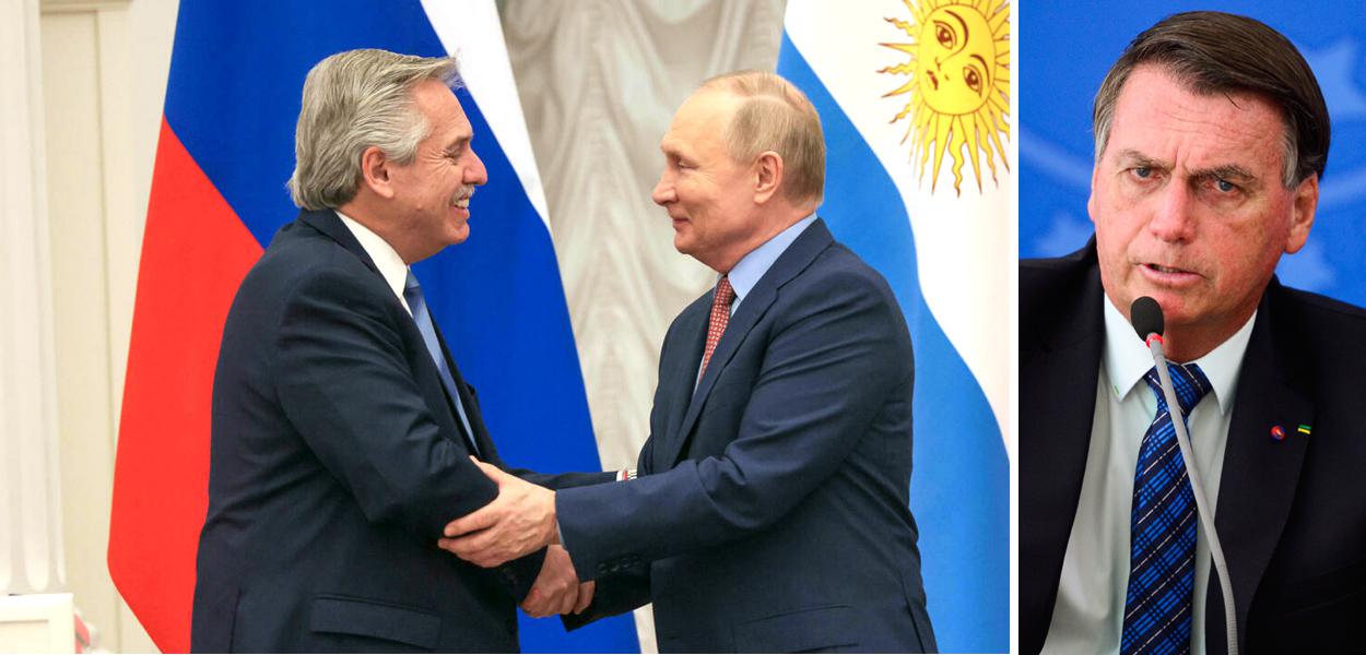 Alberto Fernandez, Vladimir Putin e Jair Bolsonaro