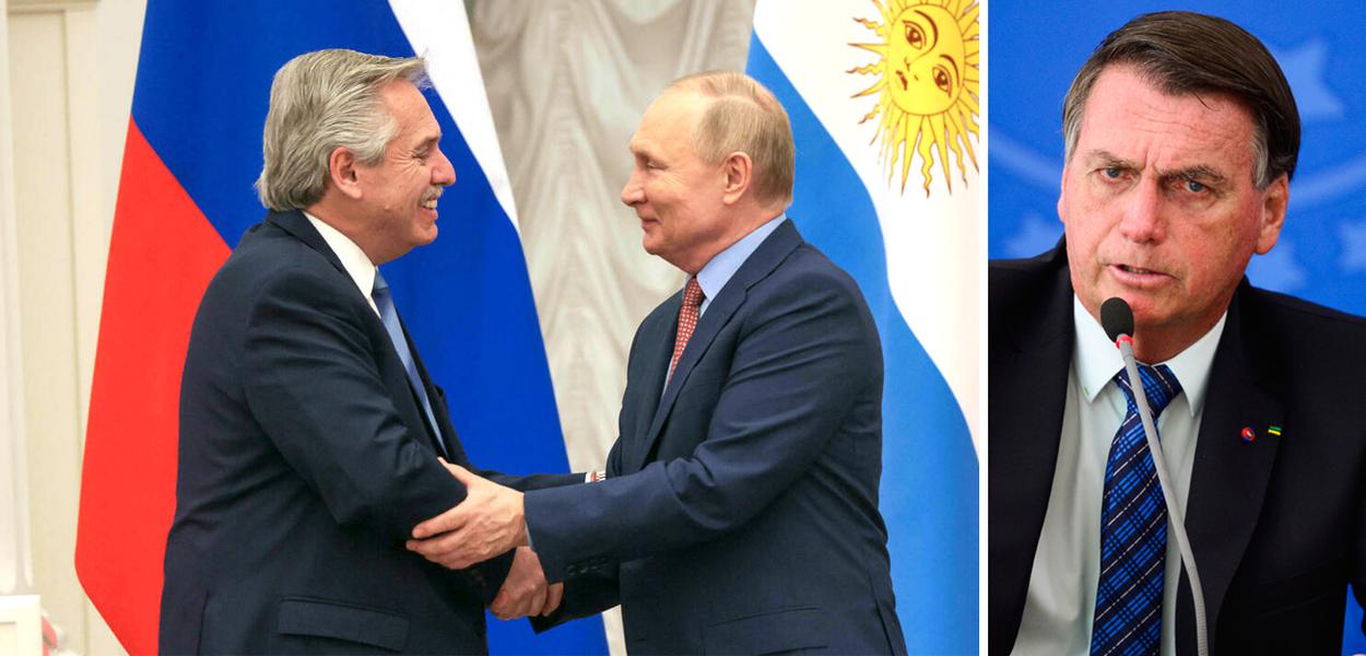 Alberto Fernandez, Vladimir Putin e Jair Bolsonaro