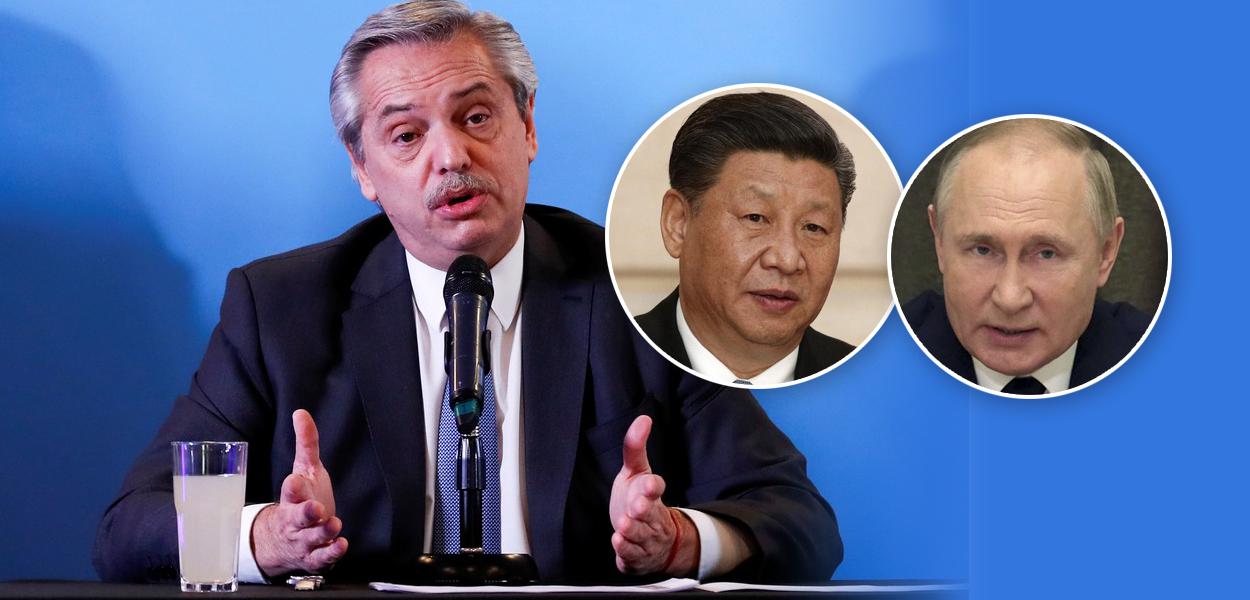 Alberto Fernández, Xi Jinping e Vladimir Putin