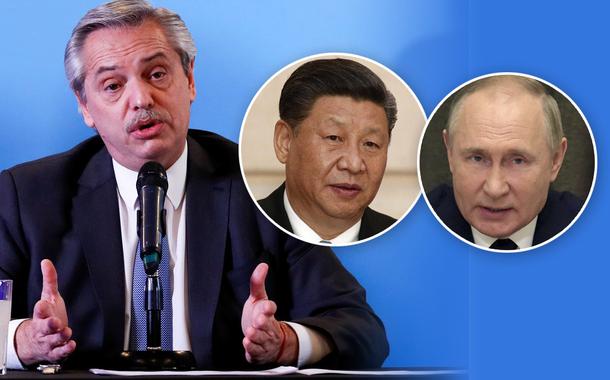 Alberto Fernández, Xi Jinping e Vladimir Putin