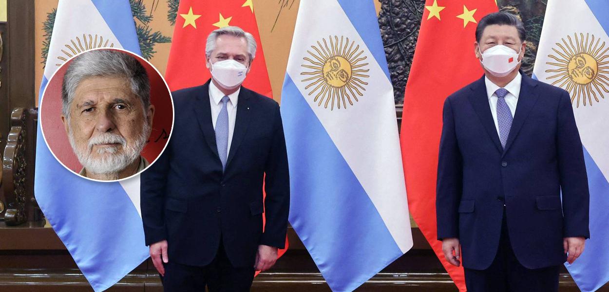 Celso Amorim e Alberto Fernández com Xi Jinping