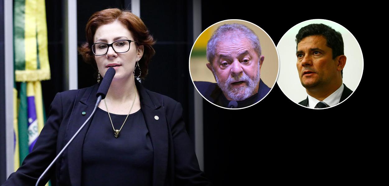 Carla Zambelli, ex-presidente Lula e Sérgio Moro
