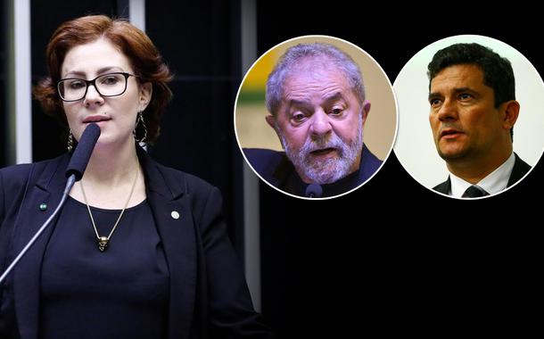 Carla Zambelli, ex-presidente Lula e Sérgio Moro