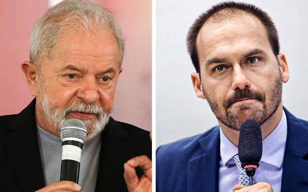 Ex-presidente Luiz Inácio Lula da Silva e o deputado federal Eduardo Bolsonaro