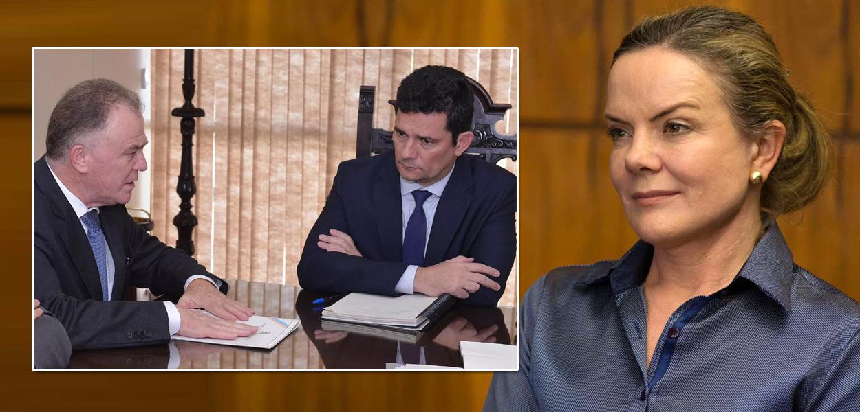 Governador Renato Casagrande, Sérgio Moro e a deputada Gleisi Hoffmann