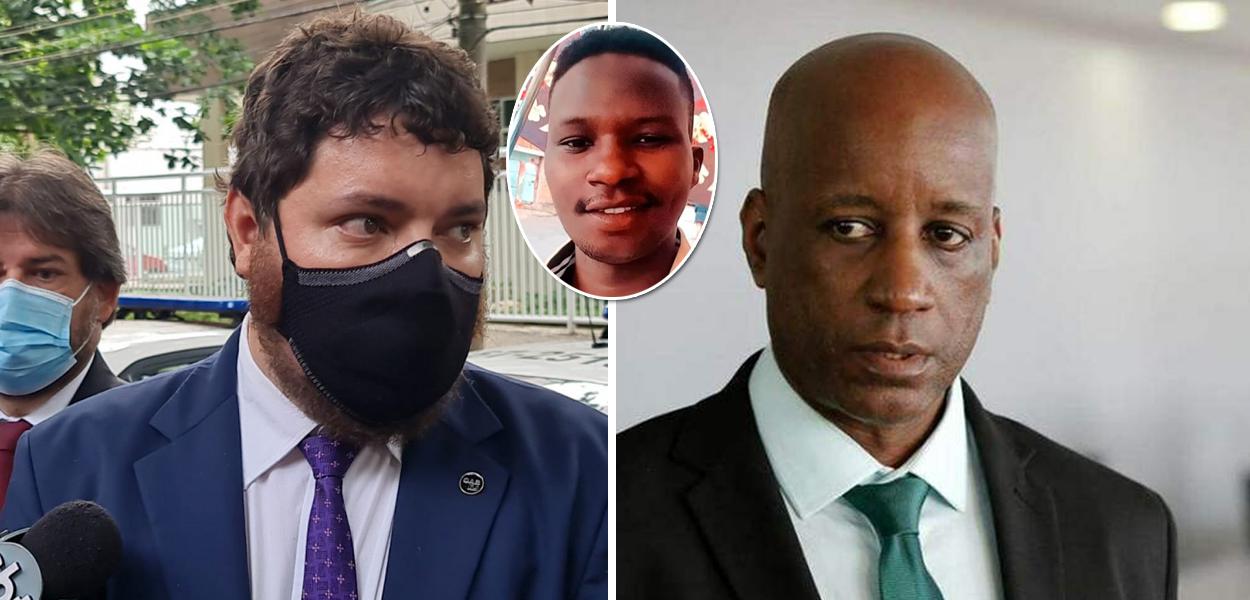 Advogado Rodrigo Mondego, congolês Moïse Kabagambe e o presidente da Fundação Palmares, Sérgio  Camargo