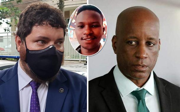 Advogado Rodrigo Mondego, congolês Moïse Kabagambe e o presidente da Fundação Palmares, Sérgio  Camargo