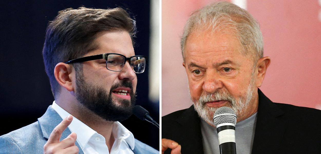 Presidente eleito do Chile, Gabriel Boric, e o ex-presidente Luiz Inácio Lula da Silva