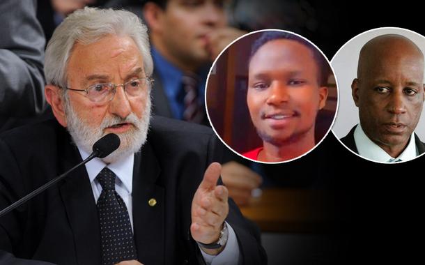 Deputado Ivan Valente, o congolês Moïse Kabagambe e o presidente da Fundação Palmares, Sérgio Camargo