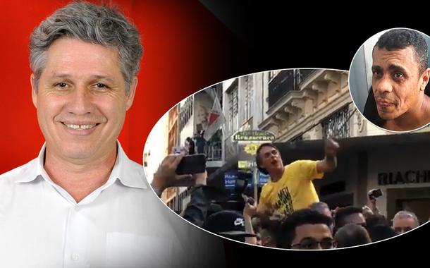 Deputado federal Paulo Teixeira, Jair Bolsonaro e Adélio Bispo