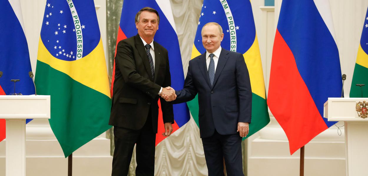 Presidente da República, Jair Bolsonaro acompanhado do Presidente da Federação Russa, Vladmir Putin durante declaração à Imprensa.