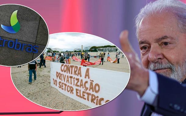 Eletrobras, ato contra a privatização da estatal e o ex-presidente Luiz Inácio Lula da Silva