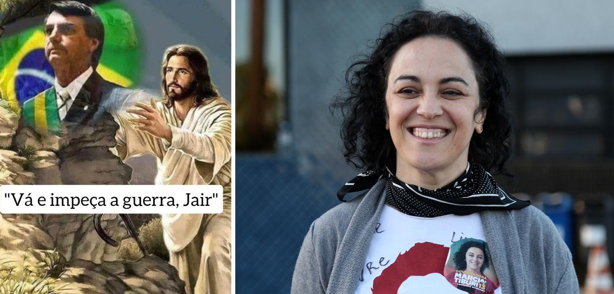 Marcia Tiburi e meme sobre Bolsonaro