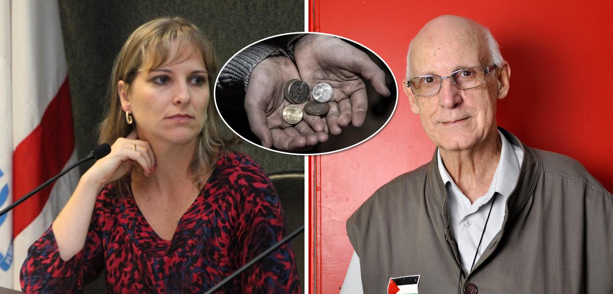 Vereadora Danielle Zanella (PSDB) e o padre Júlio Lancelotti