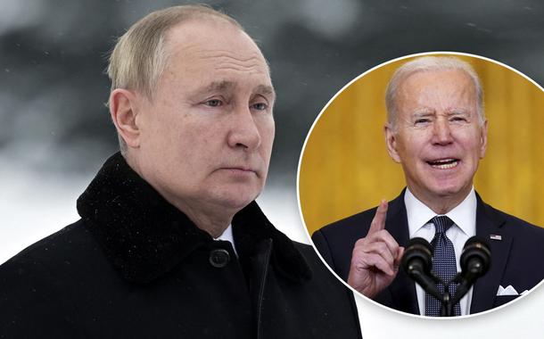 Presidentes Vladimir Putin (Rússia) e Joe Biden (EUA)