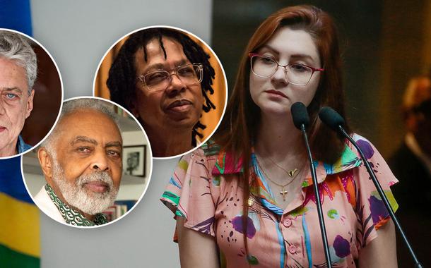 Cantores Chico Buarque, Gil e Djavan e deputada bolsonarista Ana Caroline Campagnolo (PSL)