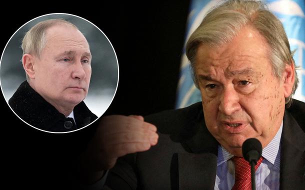 Presidente da Rússia, Vladimir Putin, e o secretário-geral da ONU, António Guterres