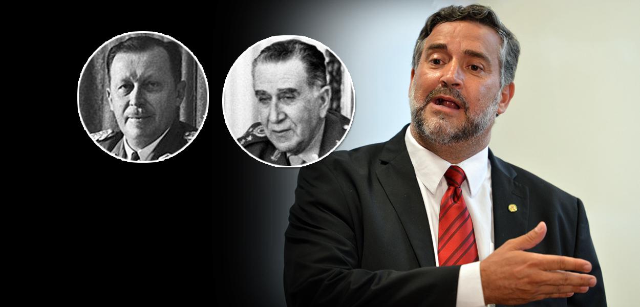 Ditadores Alfredo Stroessner e Emílio Garrastazu, e o deputado federal Paulo Pimenta