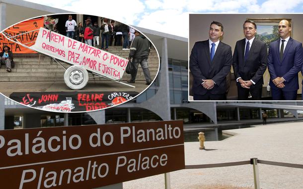 Ato contra a impunidade, Planalto, Flávio, Jair, Eduardo e Carlos Bolsonaro