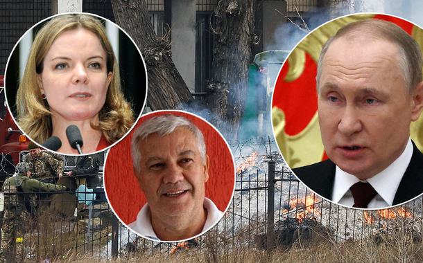 Presidente nacional do PT, Gleisi Hoffmann, secretário de Relações Internacionais, Romênio Pereira, e o presidente da Rússia, Vladimir Putin