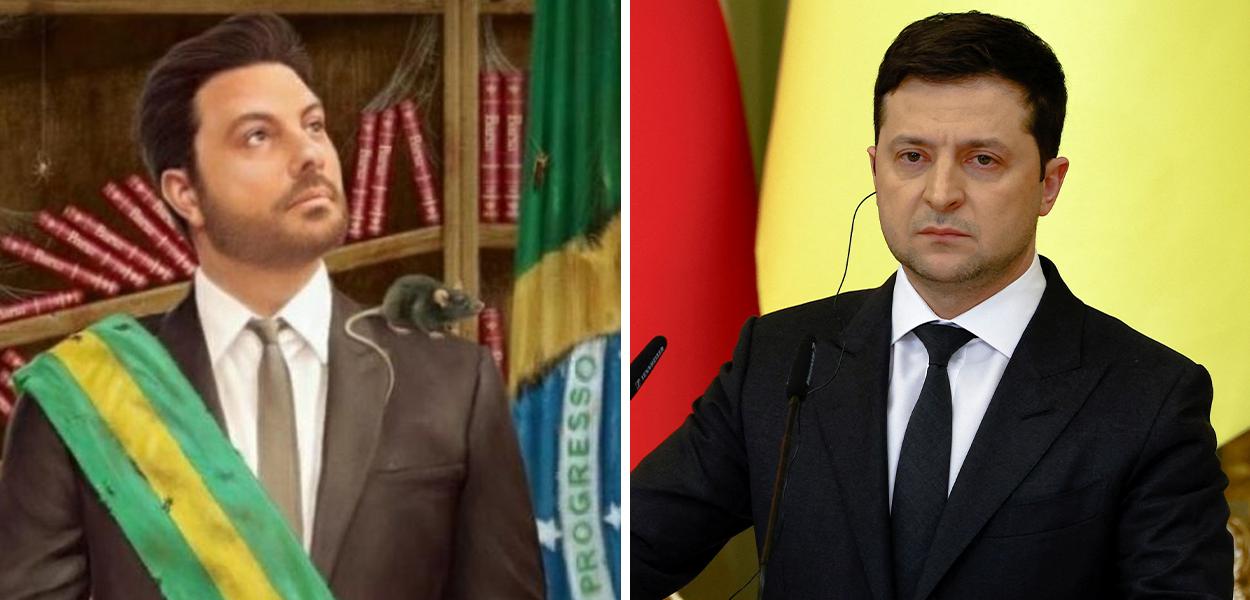 Danilo Gentili e o presidente da Ucrânia, Volodymyr Zelensky