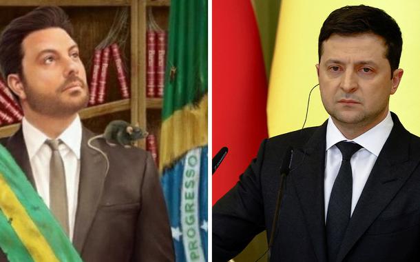 Danilo Gentili e o presidente da Ucrânia, Volodymyr Zelensky