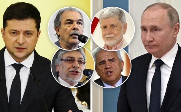Volodymyr Zelensky, Aloizio Mercadante, Celso Amorim, Fernando Lugo, Ernesto Samper e Vladimir Putin