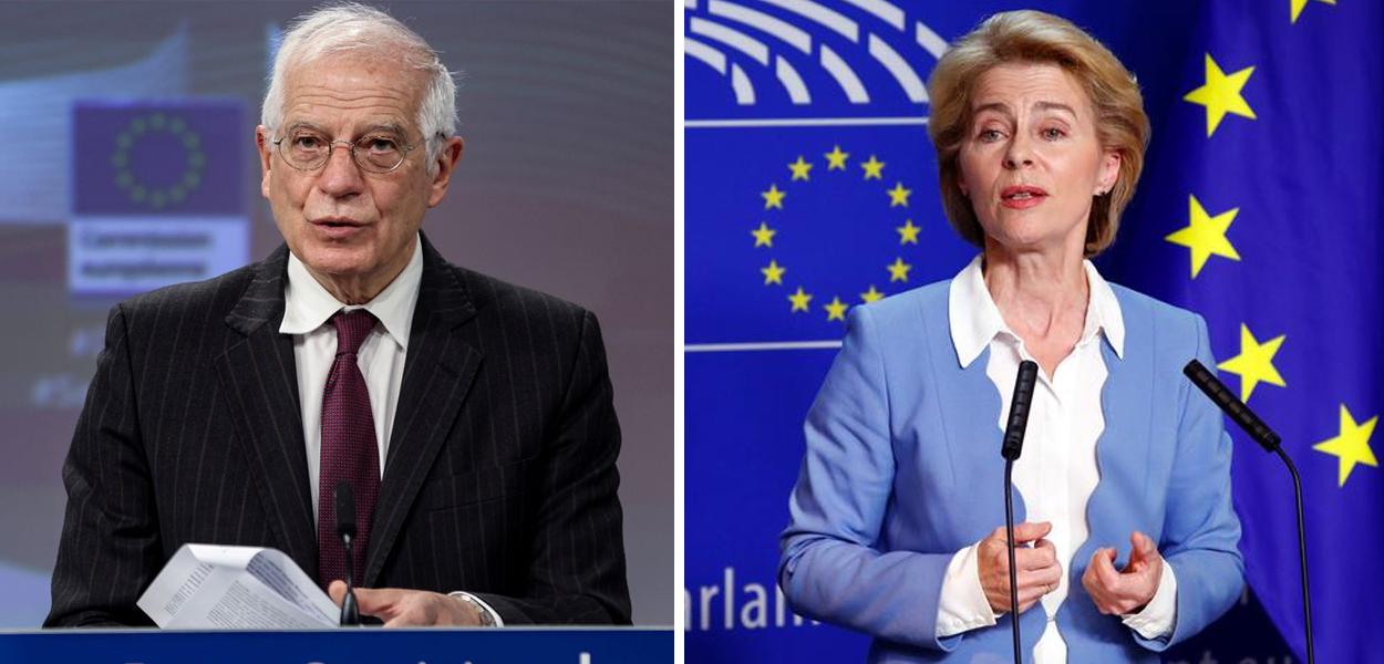 Chefe da diplomacia europeia, Josep Borrell, e a presidente da Comissão Europeia, Ursula von der Leyen