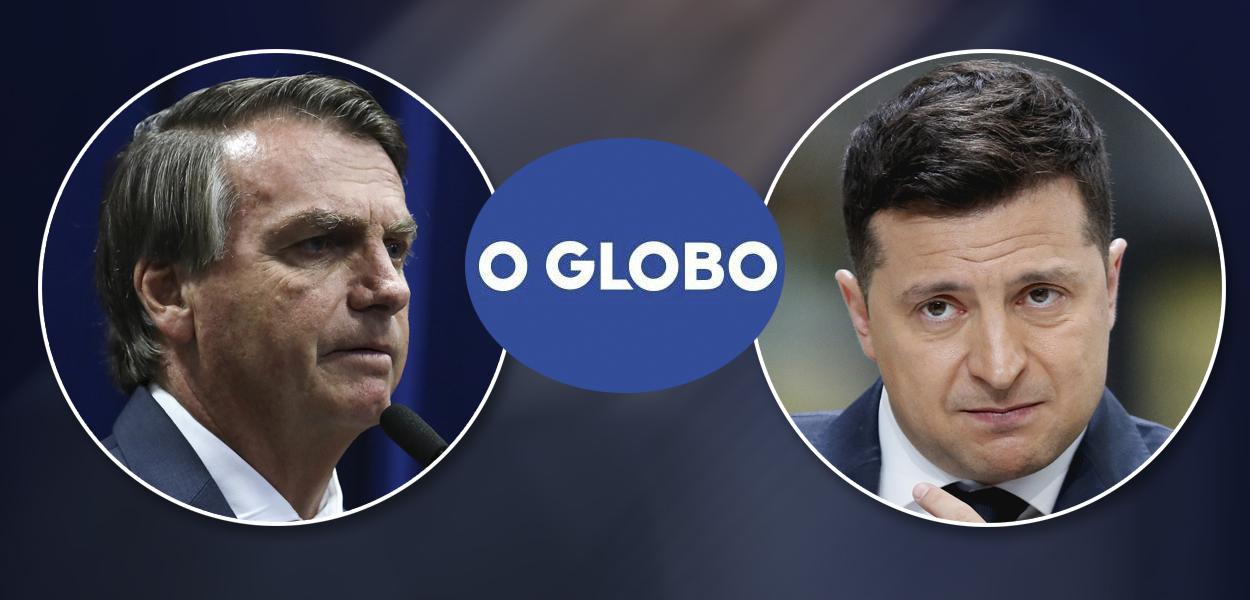 Bolsonaro, logo do O Globo e Zelensky