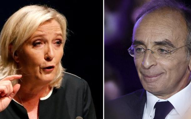 Marine Le Pen e Eric Zemmour, candidatos à presidência da França