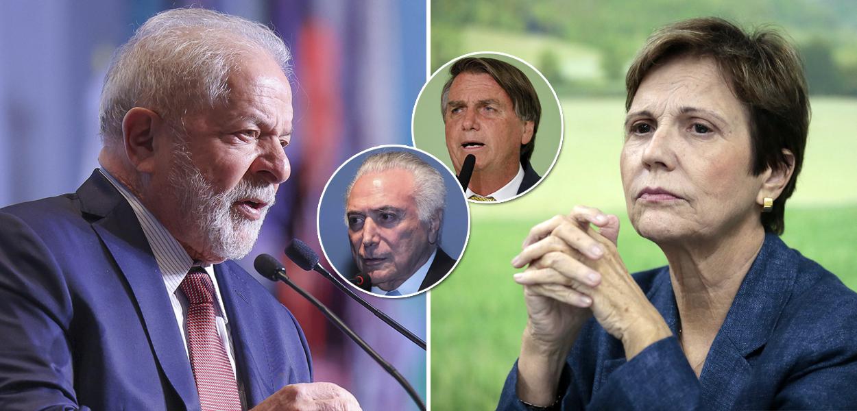 Lula, Michel Temer, Jair Bolsonaro e Tereza Cristina