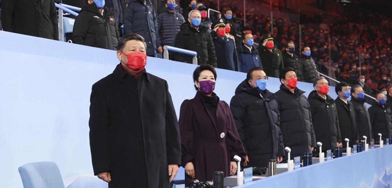 (220313) -- BEIJING, March 13, 2022 (Xinhua) -- Party and state leaders Xi Jinping, Li Keqiang, Li Zhanshu, Wang Yang, Wang Huning, Zhao Leji and Wang Qishan attend the closing ceremony of the Beijing 2022 Paralympic Winter Games at the National Stadium in Beijing, capital of China, March 13, 2022. (Xinhua/Pang Xinglei)