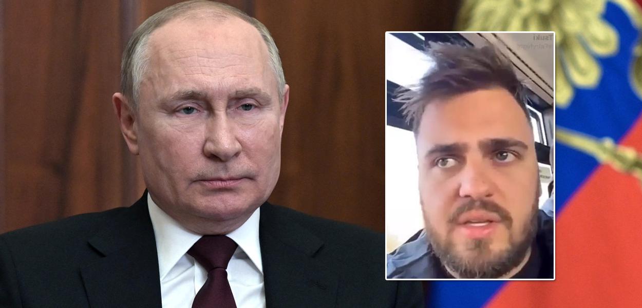 Presidente da Rússia, Vladimir Putin, e o instrutor de tiro Tiago Rossi