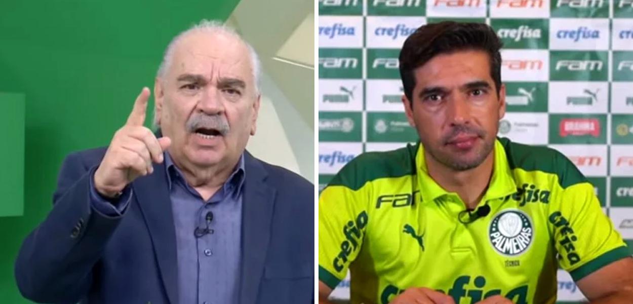 Jornalista Paulo Morsa e o técnico Abel Ferreira