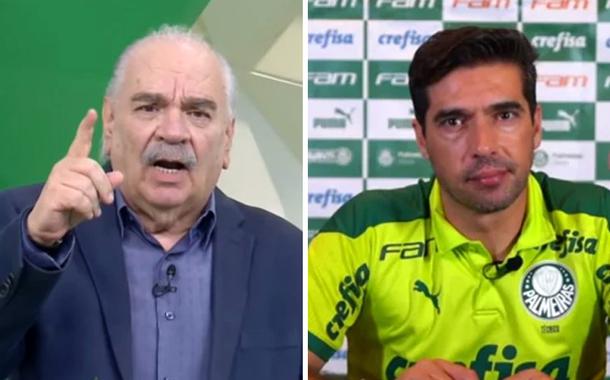 Jornalista Paulo Morsa e o técnico Abel Ferreira