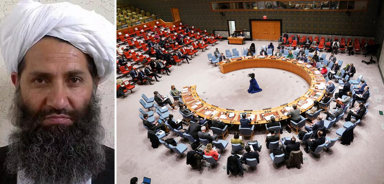 Hibatullah Akhundzada, líder supremo do Talibã, e Conselho de Segurança da ONU