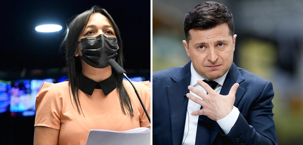 Senadora Eliziane Gama e o presidente da Ucrânia, Volodymyr Zelensky