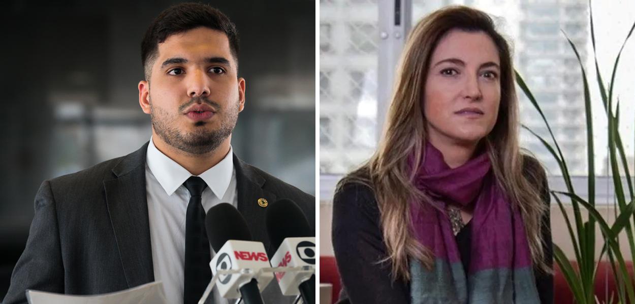 Deputado estadual André Fernandes e a jornalista Patrícia Campos Mello