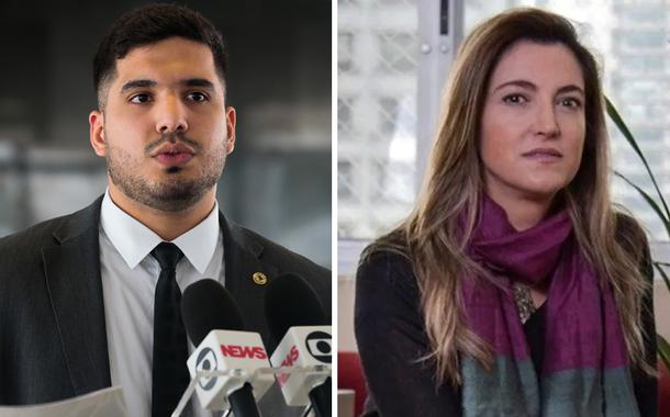 Deputado estadual André Fernandes e a jornalista Patrícia Campos Mello