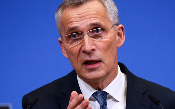 Secretário-geral da Otan, Jens Stoltenberg, durante entrevista coletiva em Bruxelas 25/02/2022