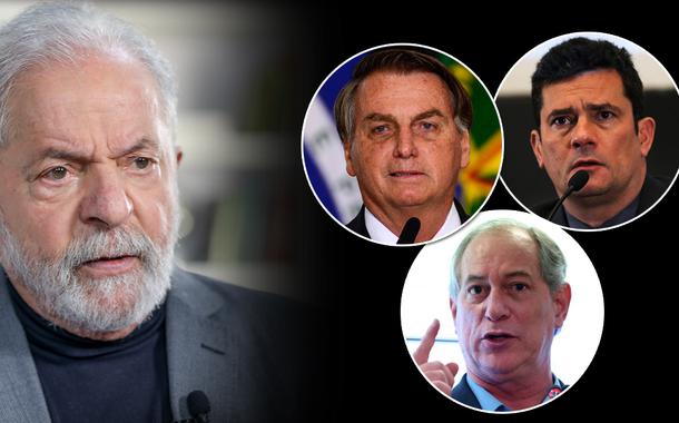 Ex-presidente Luiz Inácio Lula da Silva, Jair Bolsonaro, Ciro Gomes e Sérgio Moro